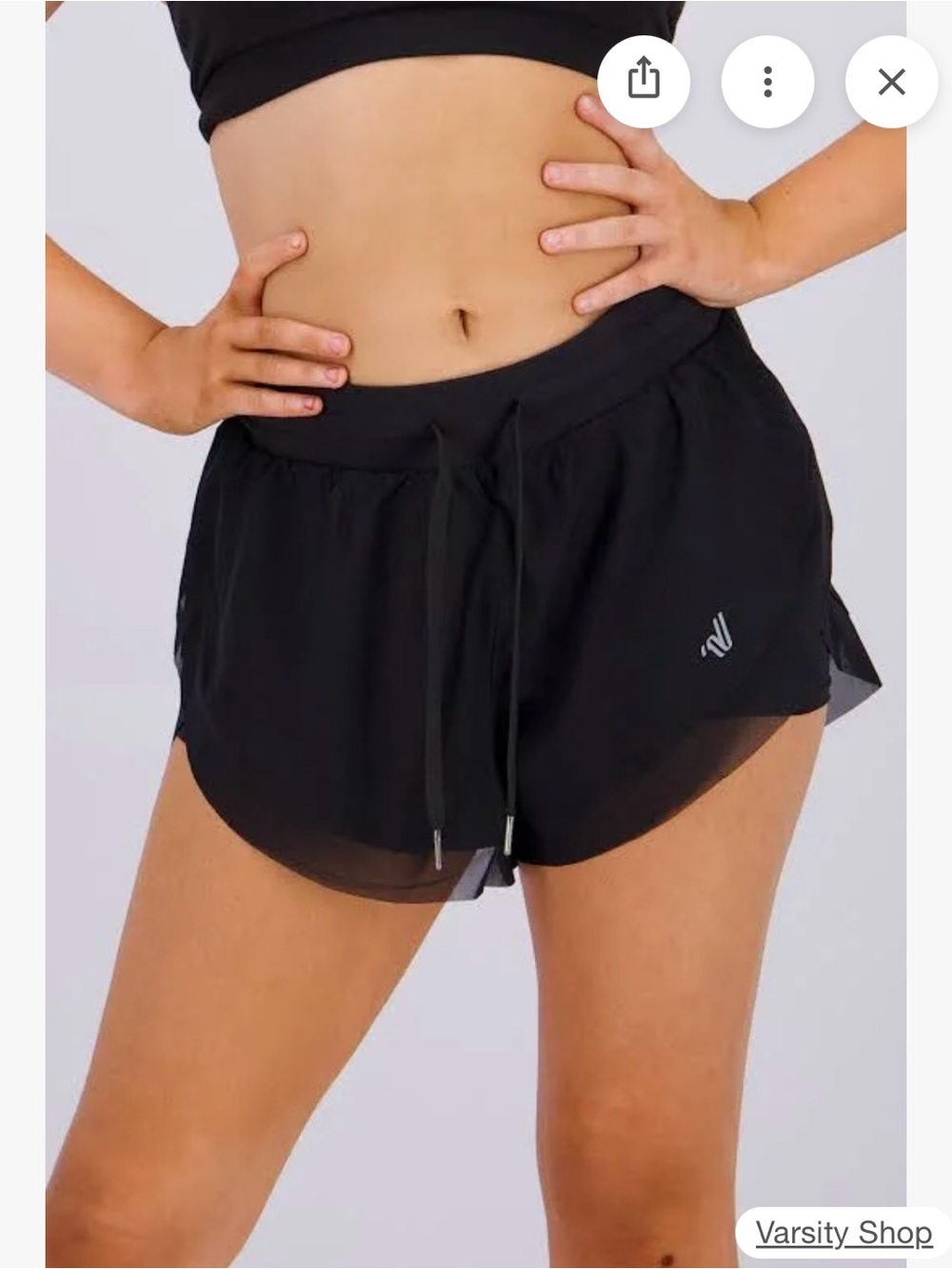 Varsity Black Layered Athletic Shorts with Drawstring